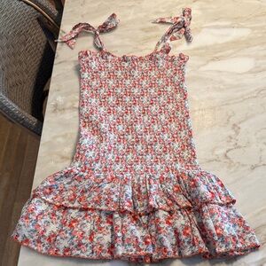 Katie J NYC Floral Smocked Dress - Red and White